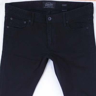 Herrens SuperDry SKINNY Slim Elasthan Schwarz Jeans W36 L32