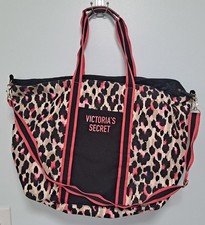 Victoria's Secret Leopard Print Canvas Weekender Tote in Pink and Black 22X15