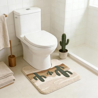 Justup Toilettenmatte, Wüste Kaktus Toilettenmatte Weiche Antirutsch Badematte 