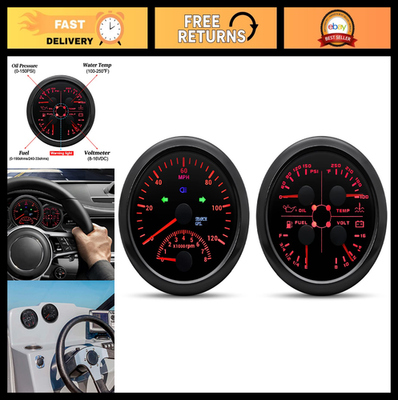 #ad 4 in 1 GPS Speedometer Gauge Set Tachometer Fuel Level Temp Oil Pressure fo $189.99