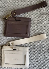 Andar DENNER Leather Wallet-Cream Color And Smokey Purple-Pull Straps-Great Cond