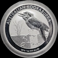 2016 Australia Kookaburra 1oz .999 Fine Silver Coin In Capsule 