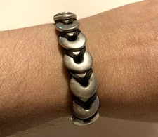 Uno de 50 Brown Leather and Silver Plated Disk Bracelet 7"