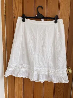 Noa Noa White Cotton Frill Summer Skirt Xl 16