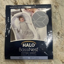 NEW Halo Bassinest Swivel Glide Sleeper 100 Cotton Fitted Sheet Morning Must
