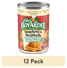 (12 Pack) Chef Boyardee Spaghetti & Meatballs Tomato Sauce 14.5 oz Ready-to-Eat