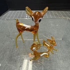 Vintage Murano hand-blown art glass deer miniature figurines, doe & fawns 3"