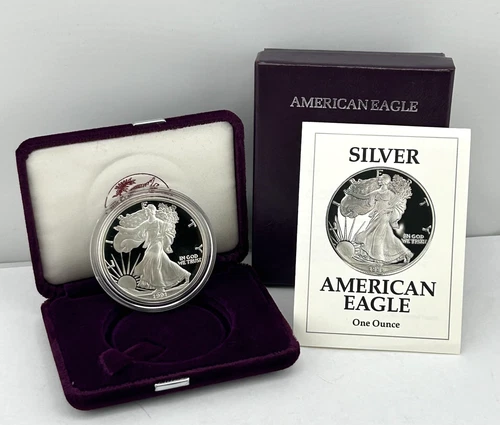 1991-S American Silver Eagle 1 oz Fine Bullion Proof Coin Set with Box & COA