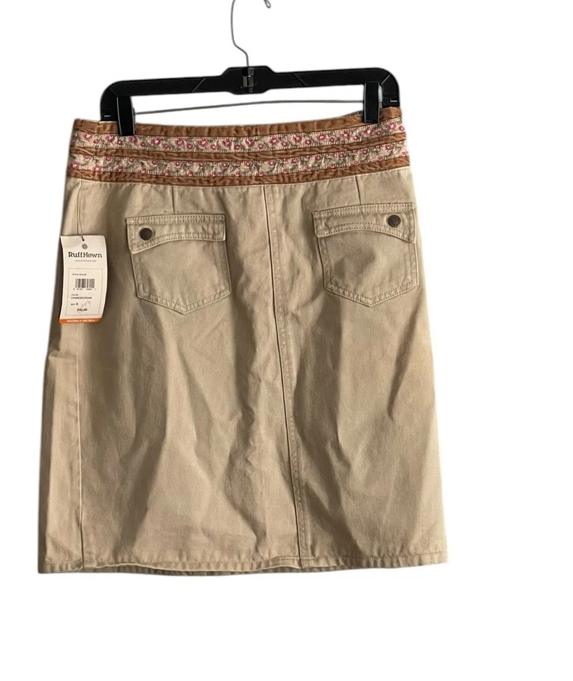 RUFF HEWN Jean Skirt Size 8 Denim Pencil Cottagecore Boho Velvet Floral NWT - Image 2 of 4