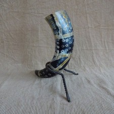 # A Large Hand Carved Dotted - Medieval / Viking Drinking Horn - MASSIVE SALE