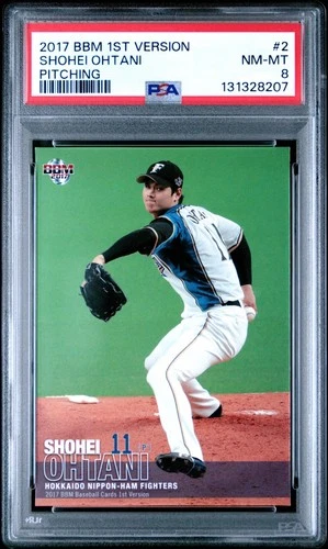 2017 BBM 1st Version Shohei Ohtani #2 #002 Pitching PSA 8 Popular card!