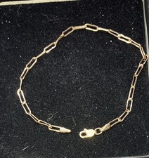 Womens 10kt 7.5 inch paperclip bracelet with ...