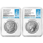 2pc Set - 2025-S Reverse Proof $1 Morgan and Peace Silver Dollar NGC PF70 FDI