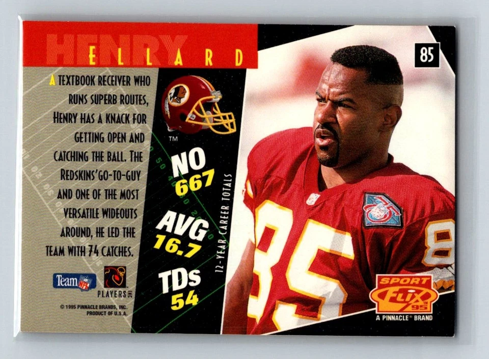 Henry Ellard 1995 Sportflix #85 Washington Redskins - Image 2 of 2