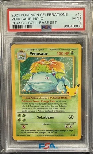 2021 POKEMON CELEBRATIONS CLASSIC COLL #15 VENUSAUR-HOLO PSA 9