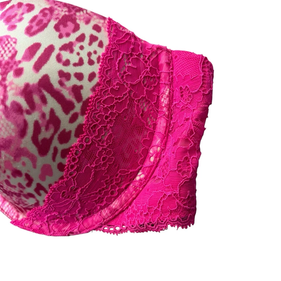 Sujetador Victoria's Secret para mujer 32DPink Leopardo encaje rompecorazones sin tirantes Foto 3 de 4
