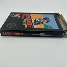 Caja Mach Rider NES manual probada 5 tornillos barra colgante sin perforar con estuche protector.
