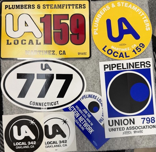 LOT of 7 UA Stickers Union Plumbers Pipefitters Steamfitters HVAC UA8