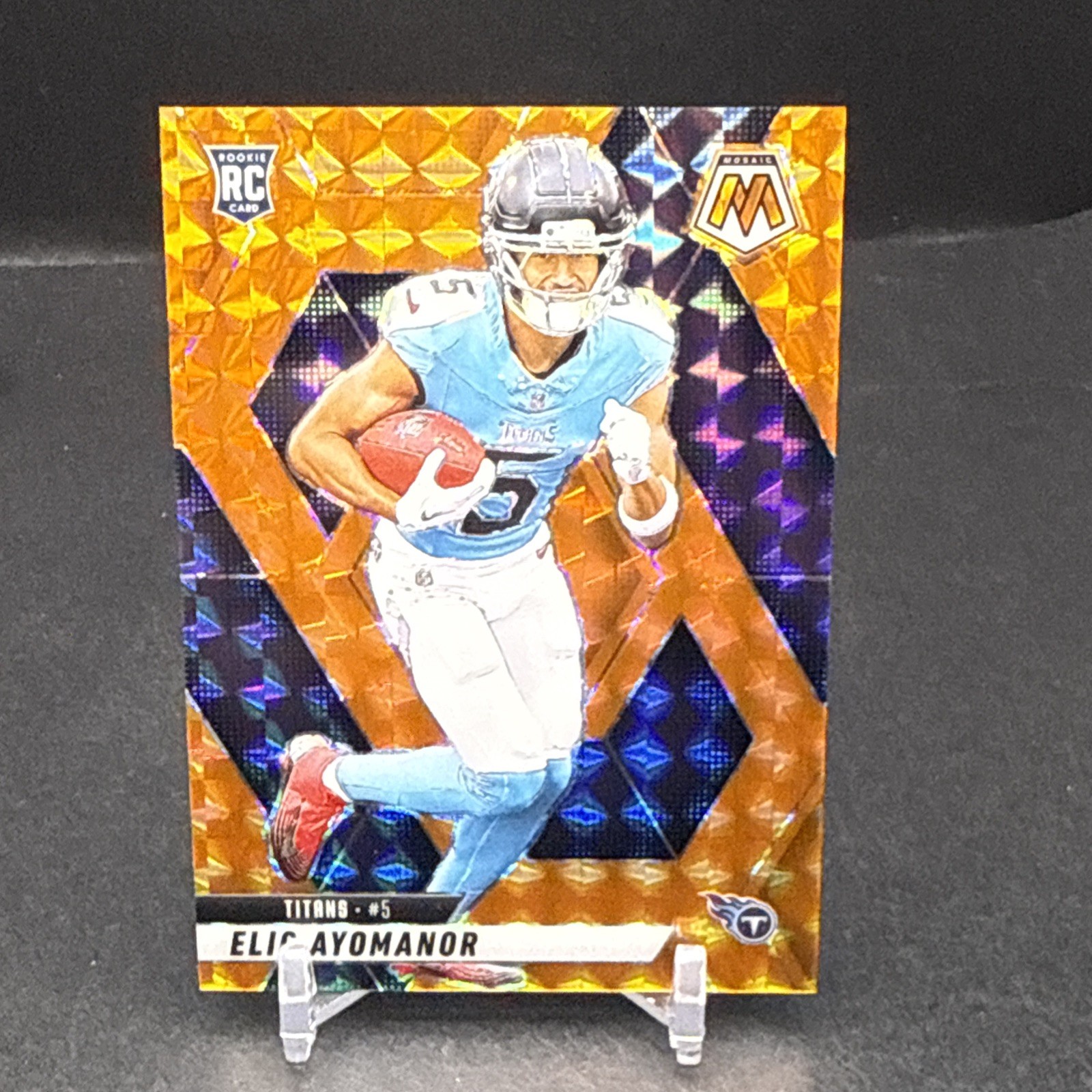 Elic Ayomanor 2025 Panini Mosaic RC #333 Orange Prizm SP 193/199 Titans BY1