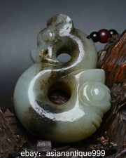 2,7" Hongshan Kultur Hetian Jade Carving Schwein Drachen Anh&auml;nger Amulett