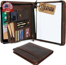 Leather Portfolio for Men, Portfolio Organizer with Zipper for Men Women, Leathe
