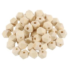 100 Pcs Geometric Wood Beads, 10mm/0.39inch Natural Color Loose Spacer Beads