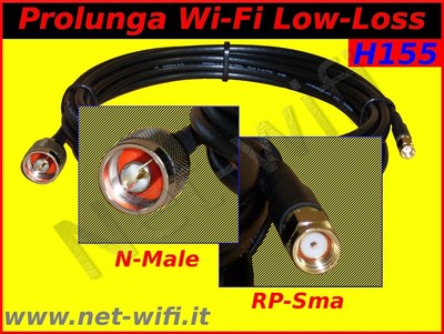PROLUNGA CAVO ANTENNA WIRELESS WIFI RP SMA N MALE RF240 1 M Bassa Perdita - Foto 8