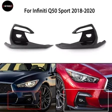 Bumper Fog Light Lamp Cover Black Grille Bezels Fit 2018-2020 Infiniti Q50 Sport