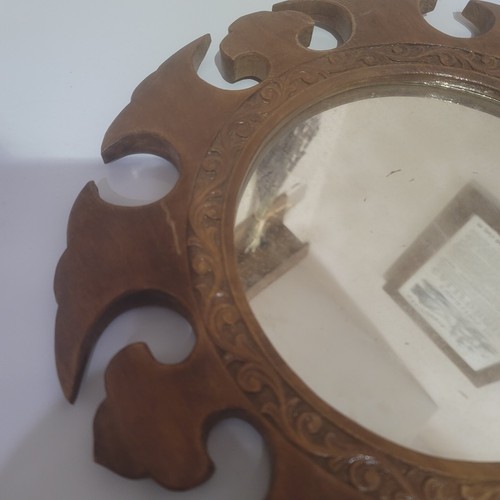 Wooden Wall Mirror Hanging with Wall Panel Handcrafted Round Decorative Mirror - Picture 7 of 8