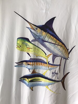 T-shirt De Pêche Guy Harvey Homme 2XL Bleu Manches Longues - Respirant Et Anti-UV