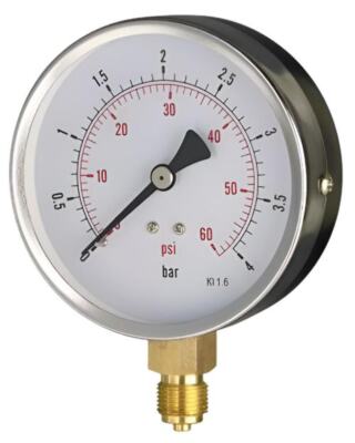 DRUCKMESSGERÄT - 63mm ZIFFERBLATT - 1/4'' UNTERER EINSTIEG