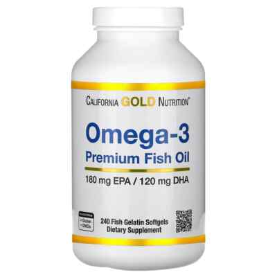 California Gold Nutrition Omega-3 Premium Fish Oil 180mg EPA 120mg DHA 240pc NEW