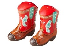 Pioneer Woman ~ BOOTS ~ Ceramic ~ Multicolored ~ 3.25" Salt & Pepper Shakers