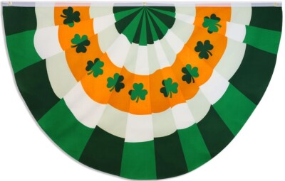 St. Patrick's Day 5x3ft Poly Bunting Flag Shamrock Wall Hanging Outdoor Decor