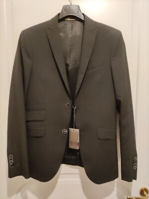 Herren Blazer Jacke Schneiderei Elegant Schwarz FUTURE Gr. 46 Slim Fit Neu NOS