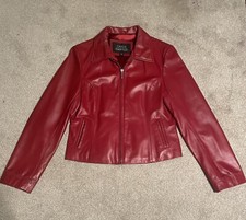 Carlo Amboldi 90’s Women Large Leather Jacket Red Quality Cowhide Vintage Rare