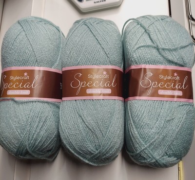 Lot of 3 Skein Stylecraft Special Double Knit Yarn DUCK EGG 100% Acrylic