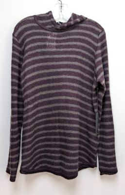 Joe s Jeans Men s Sz L Knit Hoodie Sweater Plum Gray Lightweight Casual Pullover