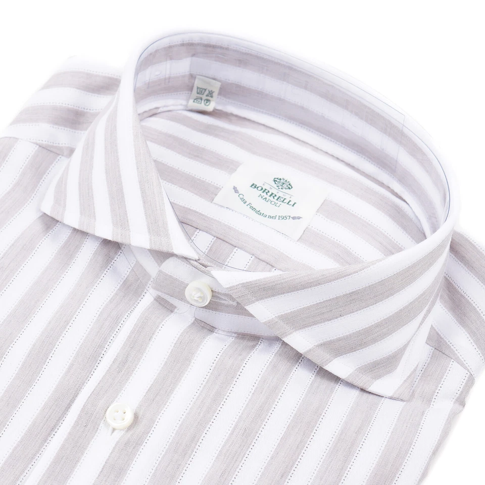 Luigi Borrelli Regular-Fit Woven Stripe Cotton Dress Shirt 15.5 (Eu 39) NWT - Image 4 of 4