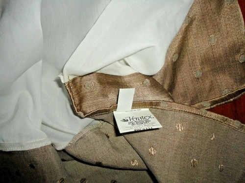 VERATEX CASHMERE LIGHT BRONZE & DOTS QUEEN BEDSKIRT 14" DROP SPLIT CORNER - Picture 5 of 6
