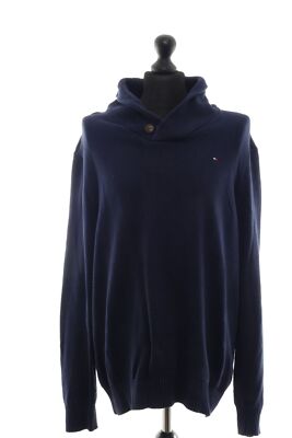 Tommy Hilfiger Herren Pullover Pulli XL blau dunkelblau Stehkragen Baumwolle