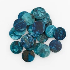 Natural Chrysocolla Slice Flat Coin Round Gemstone Drill Bead Making For Jewelry