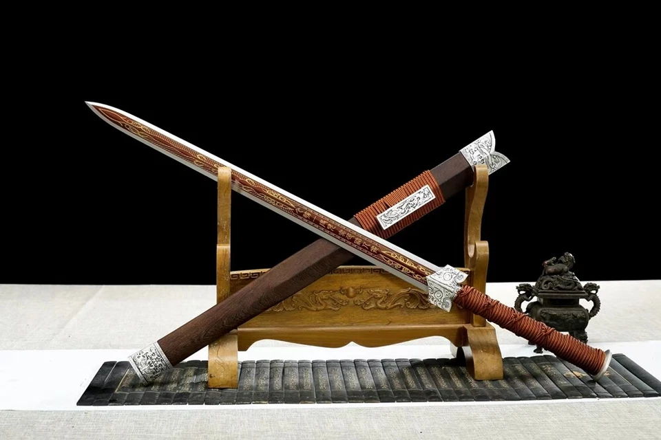 20" 饕餮战剣 Chinese KUNGFU Han Sword Battle Saber Sharp Manganese Steel Beautiful - Image 3 of 4