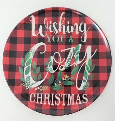 Nantucket Dist. 8'' Melamine Ware Holiday Plate - New - Wishing You A Cozy...