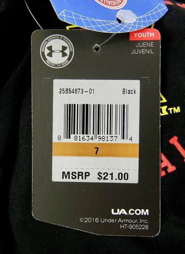 Maryland Terrapins Tee Shirt Size 7 Black Red Logo Polyester Under Armour - Picture 4 of 9
