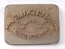 JUVENILE CUSHION STEP: Brass Leather Stamp: TJ Edwards Millers Falls
