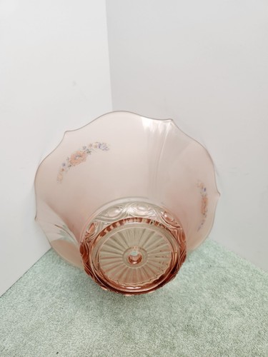 Lancaster Pink Frosted Glass Flower Basket Shade For a Moe Bridges Fixture 1934 - Picture 9 of 9