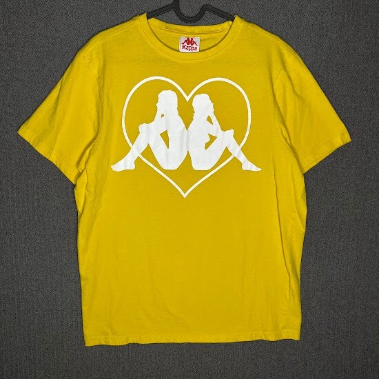 Kappa Tshirt Men's Large Yellow Graphic Print Lovers Retro Skate Street Classic-image