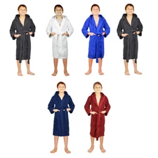 Kids Girls Boys Robe 100% Cotton Soft Terry Hooded Bathrobe Luxury Dressing Gown