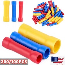 200/100PCS 22-10 Gauge AWG Ga Wire Butt Connectors Vinyl Car Radio Terminals